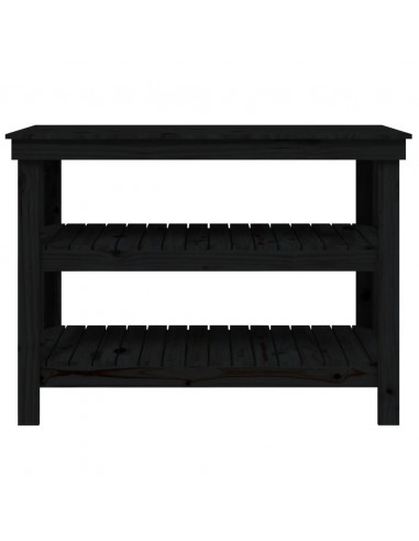Banco da Lavoro Nero 110,5x50x80 cm in Legno Massello di Pino