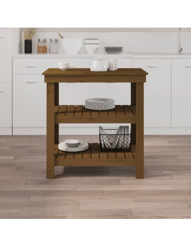 Banco da Lavoro Miele 78,5x50x80 cm in Legno Massello di Pino