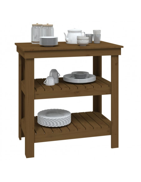 Banco da Lavoro Miele 78,5x50x80 cm in Legno Massello di Pino