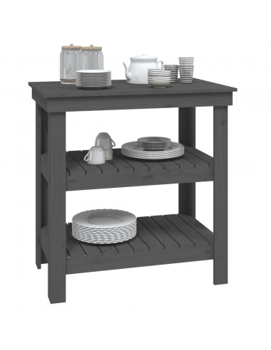 Banco da Lavoro Grigio 78,5x50x80 cm in Legno Massello di Pino
