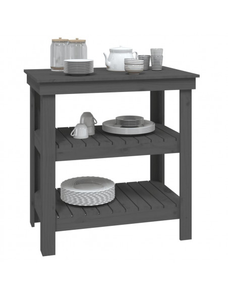 Banco da Lavoro Grigio 78,5x50x80 cm in Legno Massello di Pino