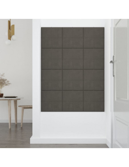 Pannelli Murali 12 pz Grigio Scuro 30x30 cm in Velluto 1,08 m²