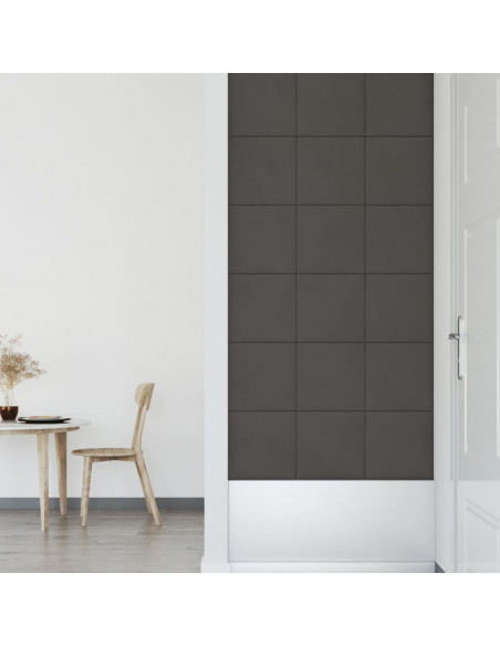 Pannelli Murali 12 pz Grigio Scuro 30x30 cm in Velluto 1,08 m²