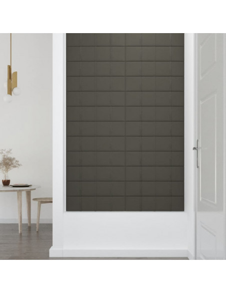 Pannelli Murali 12 pz Grigio Scuro 60x15 cm Velluto 1,08 m²