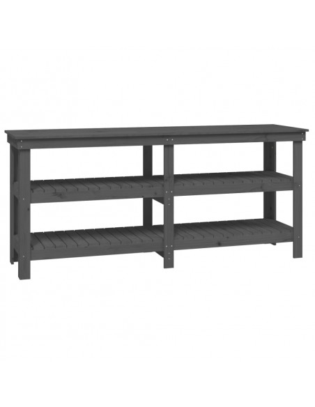 Banco da Lavoro Grigio 181x50x80 cm in Legno Massello di Pino