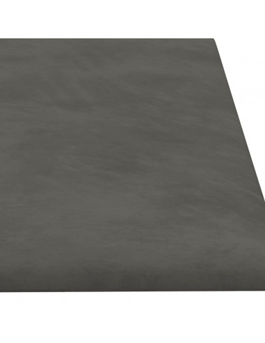 Pannelli Murali 12 pz Grigio Scuro 60x15 cm Velluto 1,08 m²