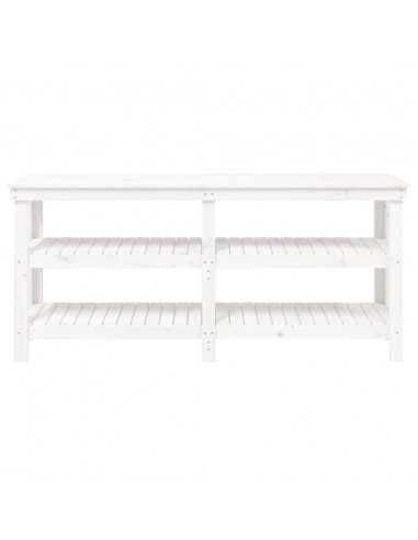 Banco da Lavoro Bianco 181x50x80 cm in Legno Massello di Pino
