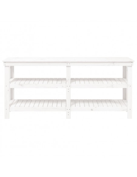 Banco da Lavoro Bianco 181x50x80 cm in Legno Massello di Pino