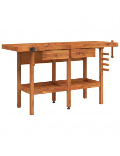 Banco Lavoro Cassetti e Morse 162x62x83cm Legno Massello Acacia 2