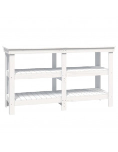 Banco da Lavoro Bianco 142,5x50x80 cm in Legno Massello di Pino 2