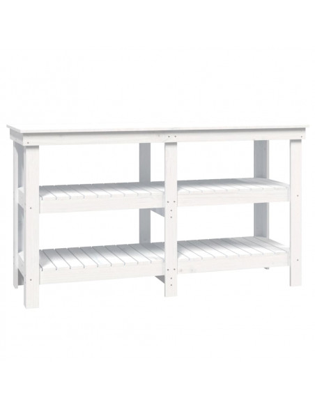 Banco da Lavoro Bianco 142,5x50x80 cm in Legno Massello di Pino