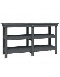 Banco da Lavoro Grigio 142,5x50x80 cm in Legno Massello di Pino 2