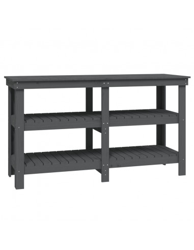 Banco da Lavoro Grigio 142,5x50x80 cm in Legno Massello di Pino