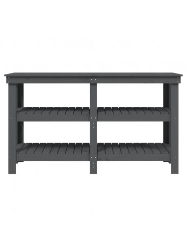 Banco da Lavoro Grigio 142,5x50x80 cm in Legno Massello di Pino