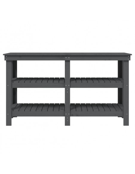 Banco da Lavoro Grigio 142,5x50x80 cm in Legno Massello di Pino