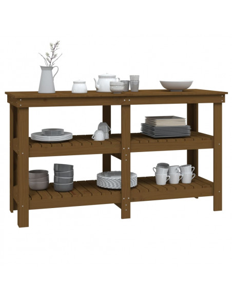 Banco da Lavoro Miele 142,5x50x80 cm in Legno Massello di Pino