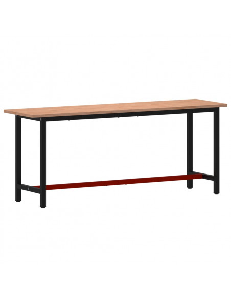 Banco da Lavoro 200x55x81,5 cm Legno Massello Faggio e Metallo