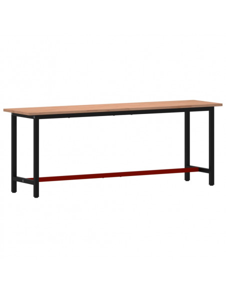 Banco da Lavoro 220x55x81,5 cm Legno Massello Faggio e Metallo