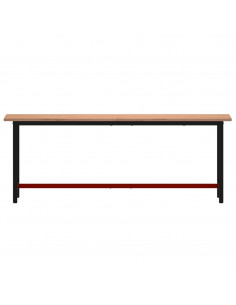 Banco da Lavoro 220x55x81,5 cm Legno Massello Faggio e Metallo 2