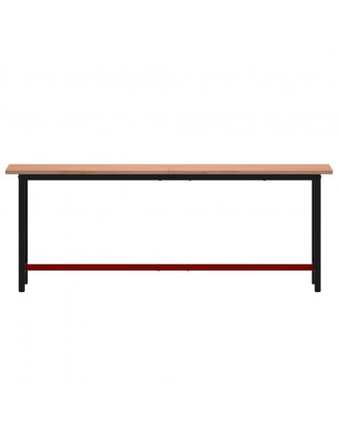 Banco da Lavoro 220x55x81,5 cm Legno Massello Faggio e Metallo