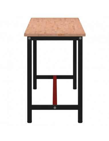 Banco da Lavoro 220x55x81,5 cm Legno Massello Faggio e Metallo