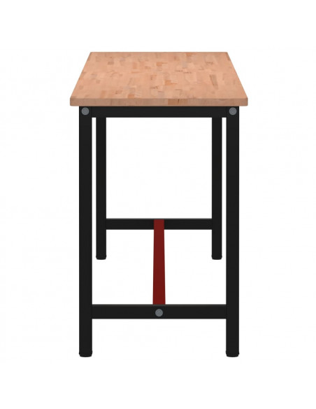 Banco da Lavoro 220x55x81,5 cm Legno Massello Faggio e Metallo
