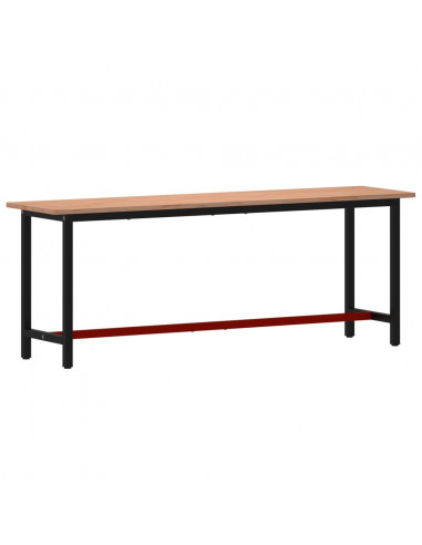 Banco da Lavoro 220x55x81,5 cm Legno Massello Faggio e Metallo