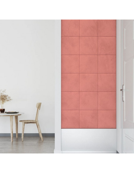 Pannelli Murali 12 pz Rosa 30x30 cm Velluto 1,08 m²