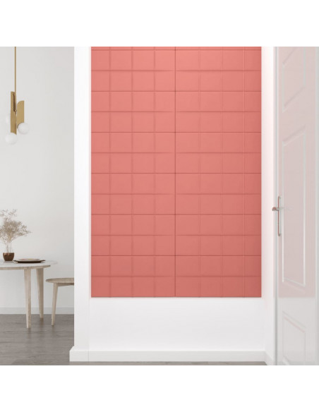 Pannelli Murali 12 pz Rosa 60x30 cm in Velluto 2,16 m²
