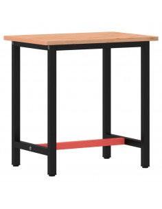 Banco da Lavoro 80x55x81,5 cm Legno Massello Faggio e Metallo 2