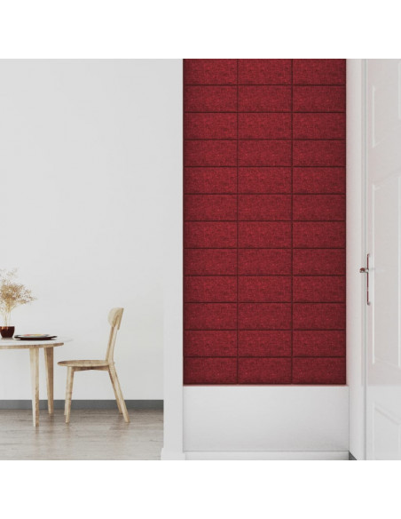 Pannelli Murali 12 pz Rosso Vino 30x15 cm Tessuto 0,54 m²
