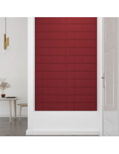 Pannelli Murali 12 pz Rosso Vino 60x15 cm Velluto 1,08 m²