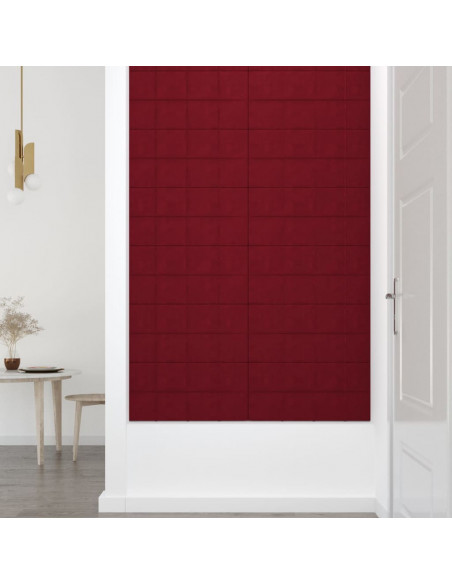 Pannelli Murali 12 pz Rosso Vino 60x30 cm in Velluto 2,16 m²
