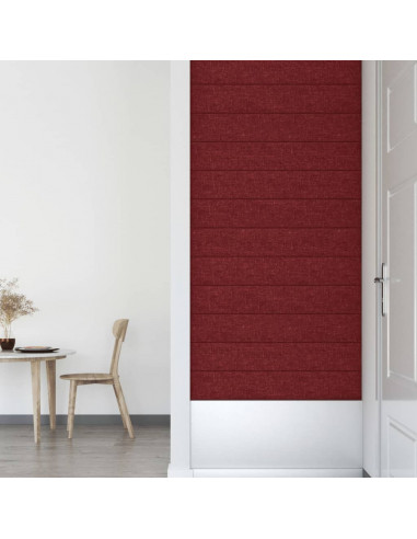 Pannelli Murali 12 pz Rosso Vino 90x15 cm Tessuto 1,62 m²
