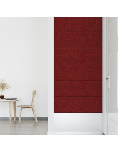 Pannelli Murali 12 pz Rosso Vino 90x30 cm in Tessuto 3,24 m²