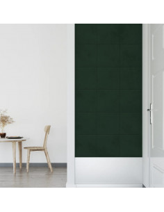 Pannelli Murali 12 pz Verde Scuro 60x15 cm Velluto 1,08 m²