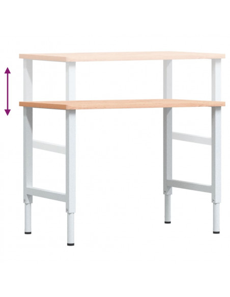 Banco da Lavoro 100x60x(71,5-98) cm Legno Faggio Rettangolare