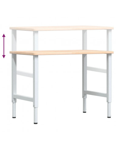 Banco da Lavoro 100x60x(71,5-98) cm Legno Rovere Rettangolare