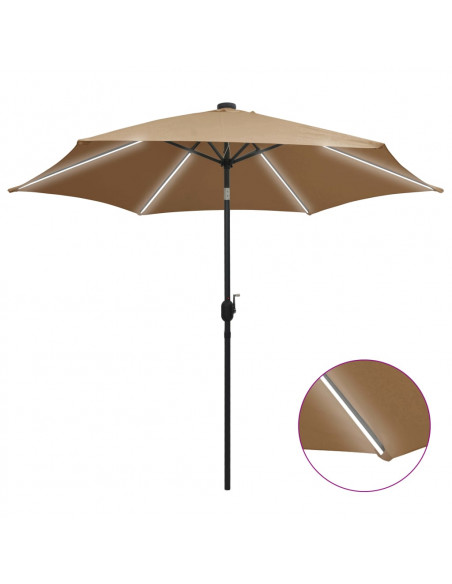 Ombrellone con Luci a LED e Palo Alluminio 300 cm Grigio Talpa
