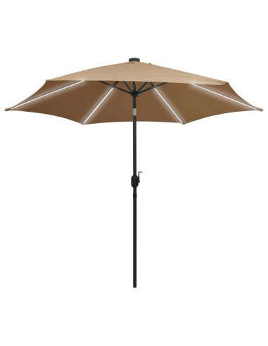 Ombrellone con Luci a LED e Palo Alluminio 300 cm Grigio Talpa