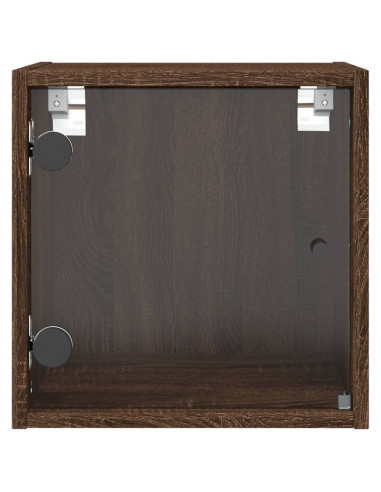 Comodino con Anta in Vetro Rovere Marrone 35x37x35 cm