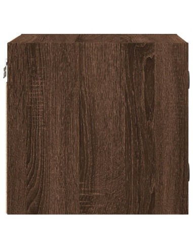 Comodino con Anta in Vetro Rovere Marrone 35x37x35 cm