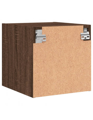 Comodino con Anta in Vetro Rovere Marrone 35x37x35 cm