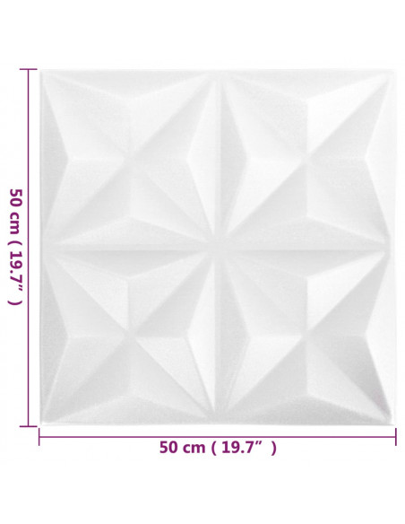 Pannelli Murali 3D 12 pz 50x50 cm Bianchi Origami 3 m²