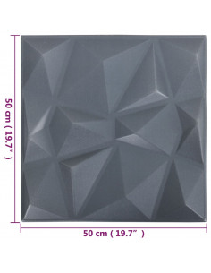 Pannelli Murali 3D 12 pz 50x50 cm Grigi a Diamante 3 m²