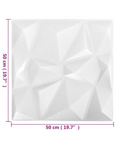 Pannelli Murali 3D 24 pz 50x50 cm Bianchi a Diamante 6 m²