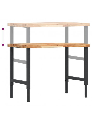 Banco Lavoro 100x60x(73-99,5) cm Legno di Acacia Rettangolare