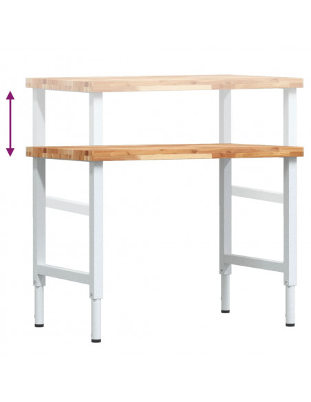 Banco Lavoro 100x60x(73-99,5) cm Legno di Acacia Rettangolare