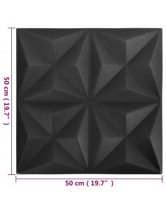 Pannelli Murali 3D 24 pz 50x50 cm Neri Origami 6 m²
