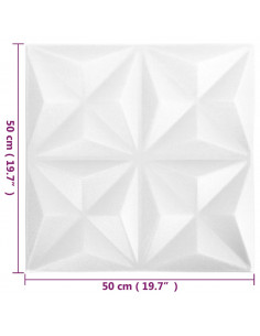 Pannelli Murali 3D 48 pz 50x50 cm Bianchi Origami 12 m²